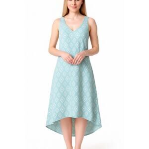Neiman Marcus Blue High Low Dress XL100% Tencel Sleeveless V-Neck Shift NWT